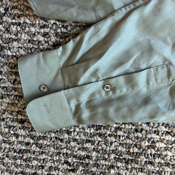 Claiborne Crazy Horse Sateen Men's Dress Shirt 16.5 Office Green Preppy - Picture 5 of 7